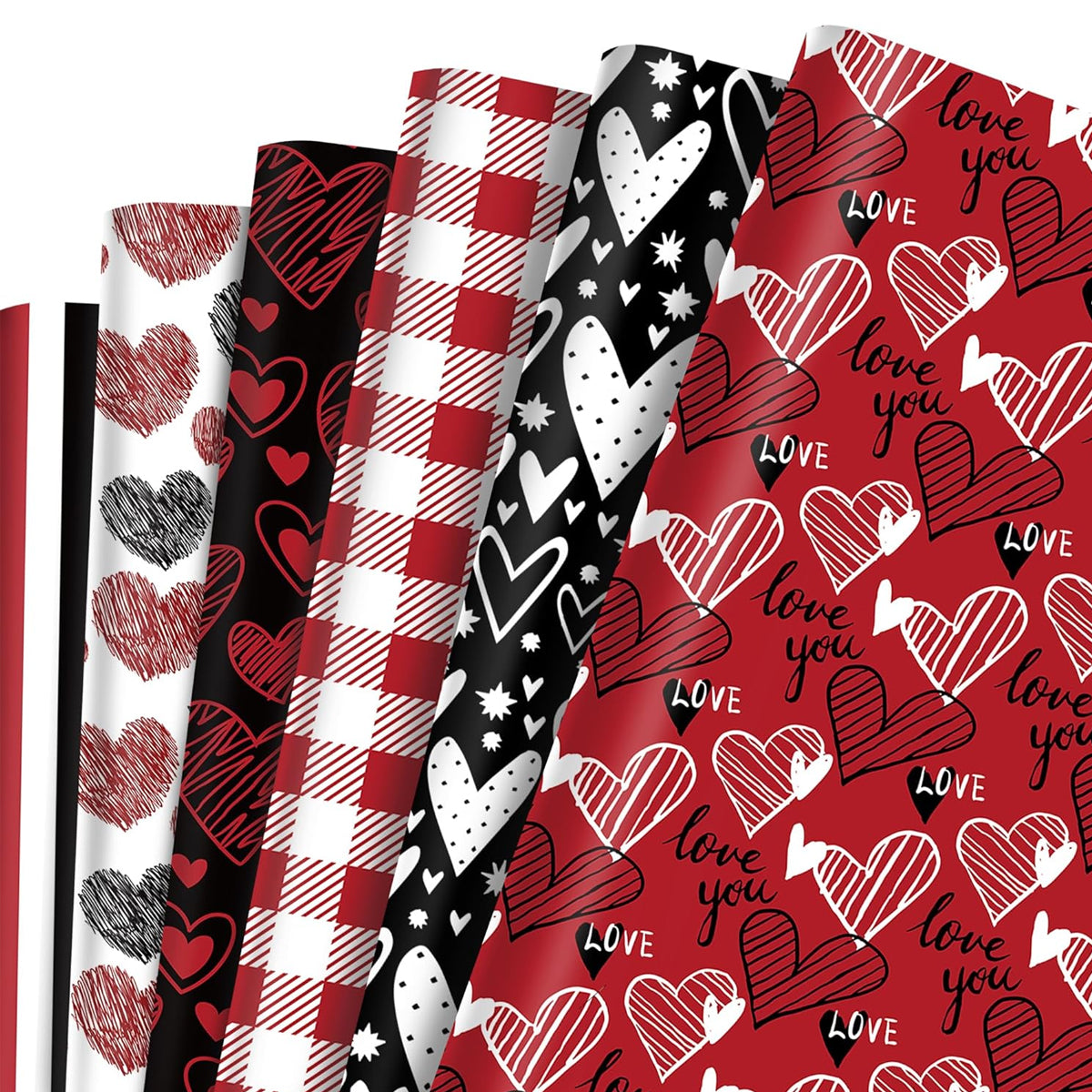 HASTHIP 12 Sheet Valentine's Day Wrapping Paper for Men Women - Heart, Love Design Gift Wrap Gift Packing Material for Birthday, Wedding, Anniversary, 26.7x16.7inches HASTHIP 12 Sheet Valentine's Day Wrapping Paper for Men Women - Heart, Love Design Gift Wrap Gift Packing Material for Birthday, Wedding, Anniversary, 26.7x16.7inches